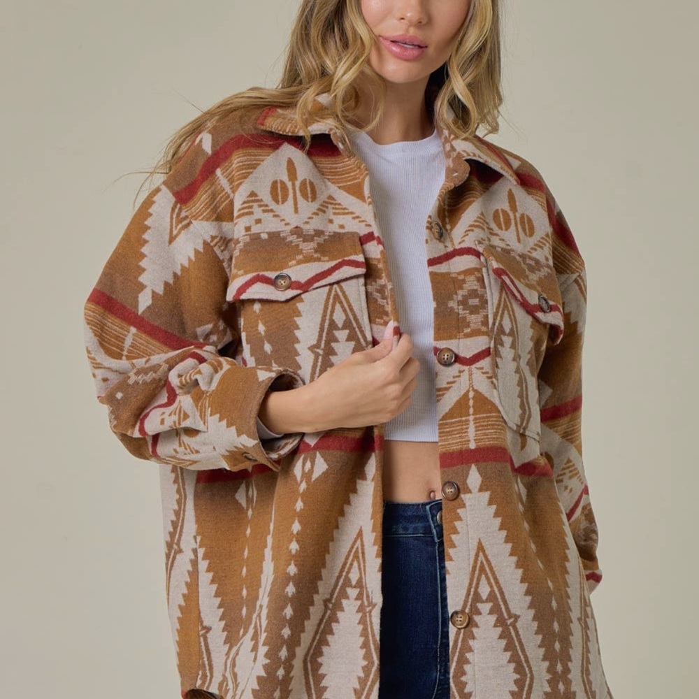 Aztec Heavy Button Down Shacket - Picture 2 of 2